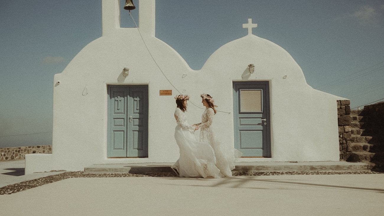 Santorini Same Sex Elopement Video Cinema of Poetry 