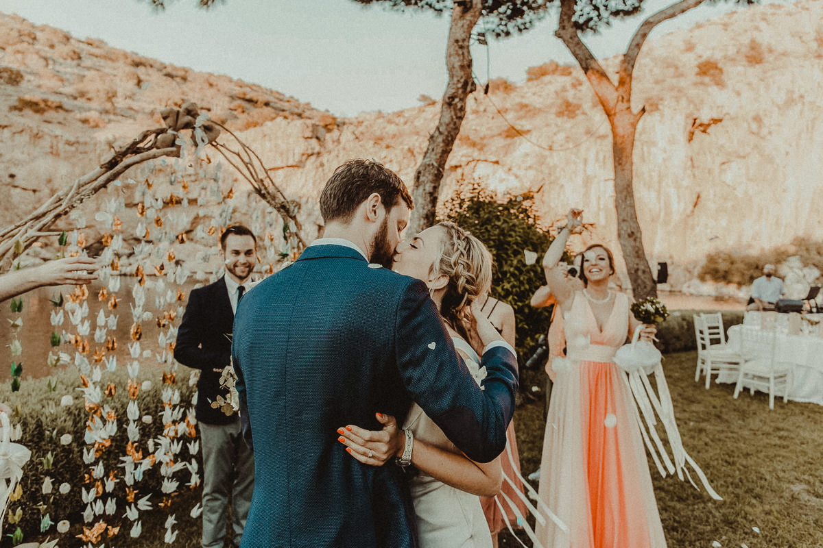 Athens Riviera Wedding Videographer filming in Lake Vouliagmeni