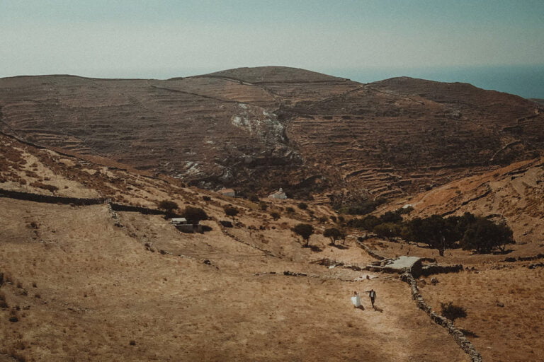 Kythnos Wedding Videographer shooting a beautiful image of the couple