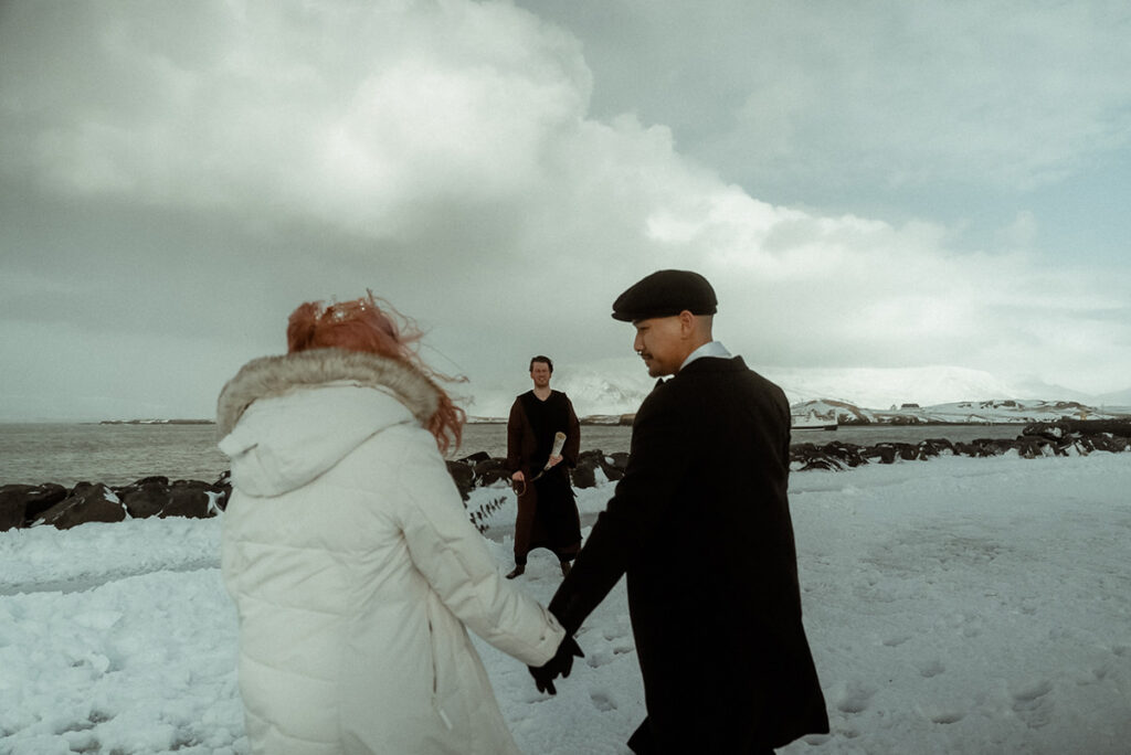 Pagan winter wedding in Iceland - hand fasting ceremony