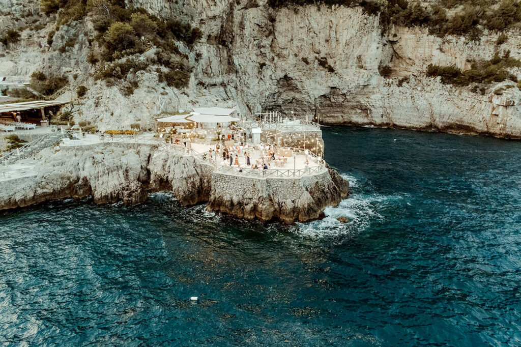 Aerial View of Conca del Sogno in Massa Lubrense during a pre Wedding party in the Amalfi Coast