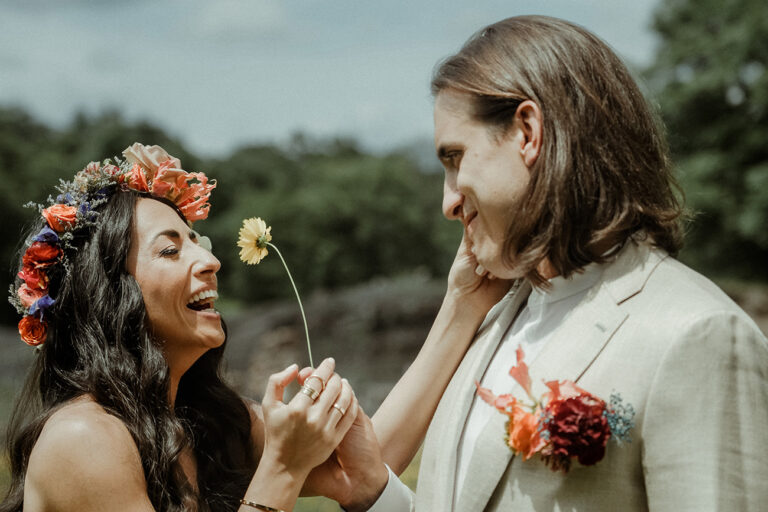 Gather Greene Wedding Videographer in New York filming the couple outdoors
