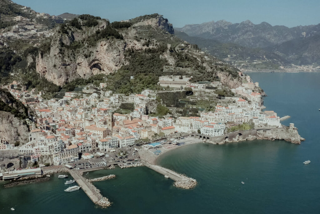 aerial view of the town of Amalfi