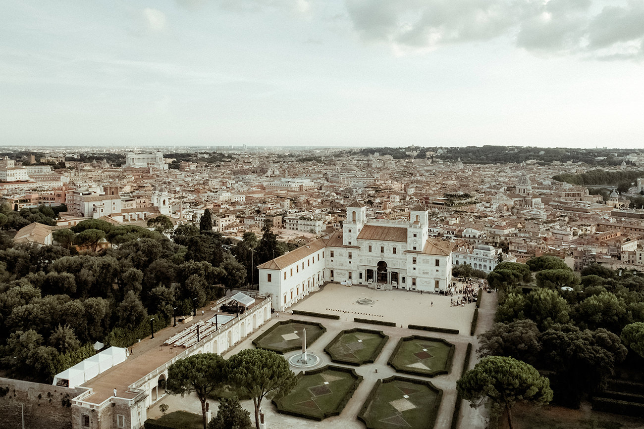 Villa Medici Rome Aerial Picture by Wedding Videographer