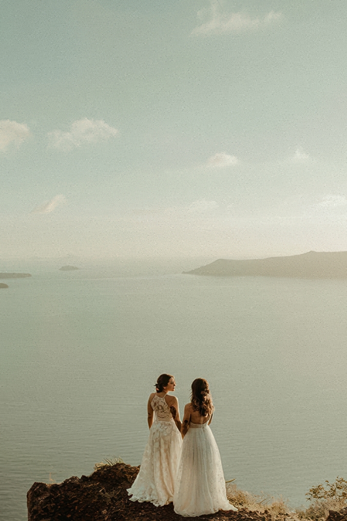 Testimonial Picture from a Same-Sex Elopement in Santorini