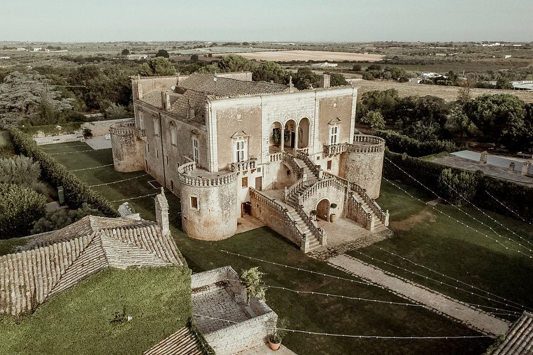 Aerial view of Castello Marchione in Puglia