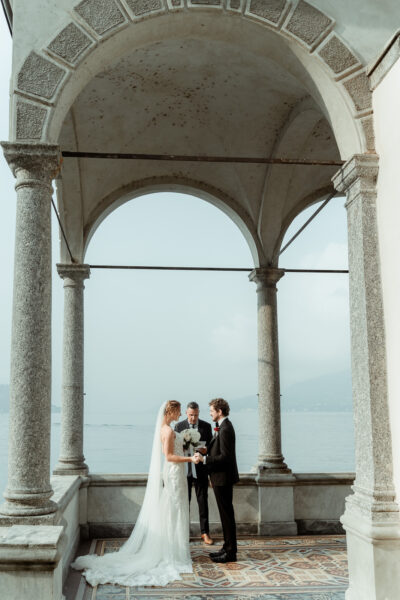 An intimate wedding ceremony in Villa Monastero filmed by a Lake Como Wedding Videographer