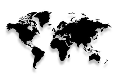 World map to illustrate the wedding destinations where I work