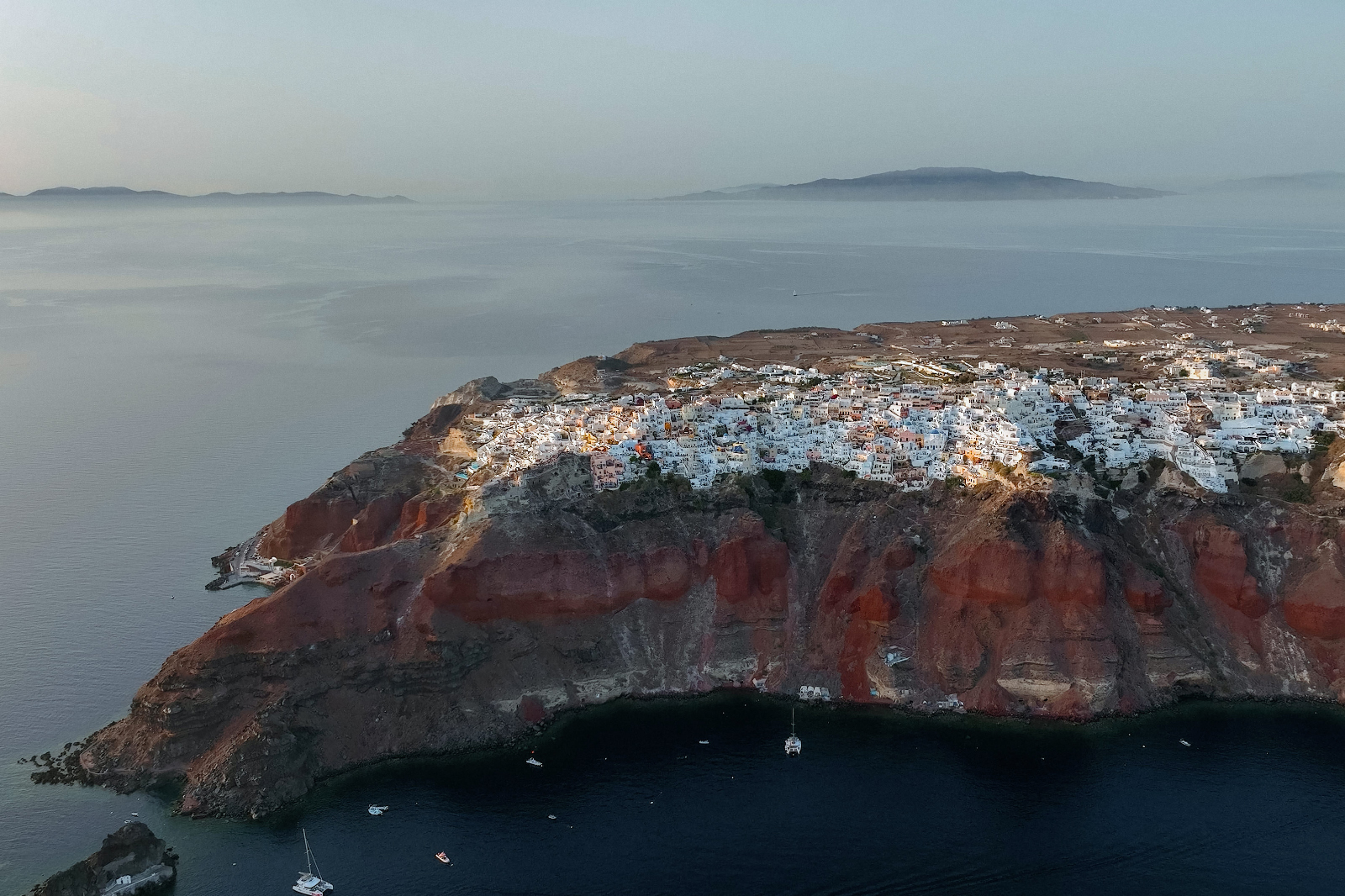 Aerial view of Oia Santorini