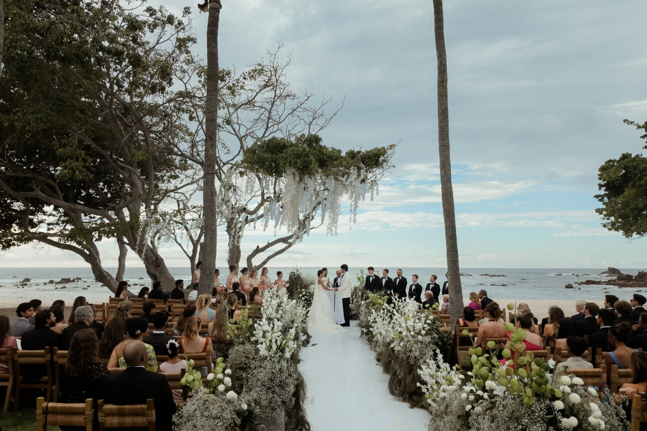 A Wedding Ceremony on the beach in Punta Mita, part of a Luxury Indian Wedding in Mexico
