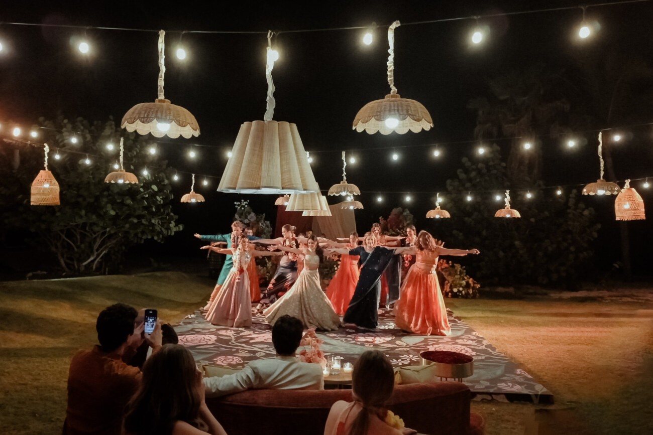 Dance performance during the Sangeet of a Luxury Indian Wedding in Mexico