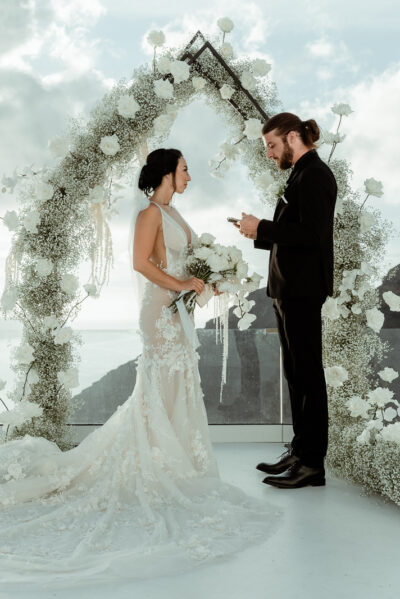 Wedding videographer in Greece filming an intimate elopement in Santorini
