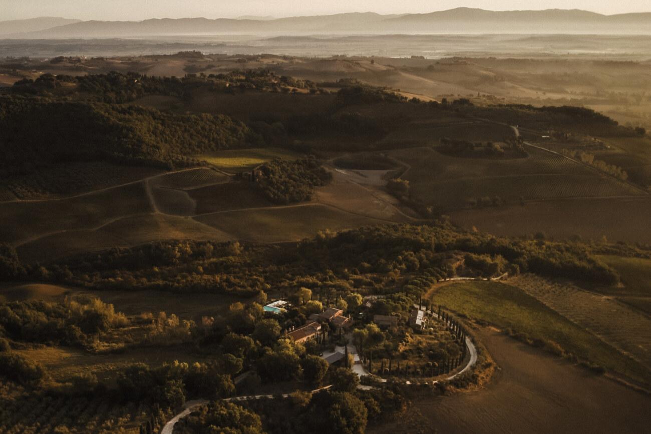 Aerial view of Lupaia, one of the Best Wedding Venues in Tuscany