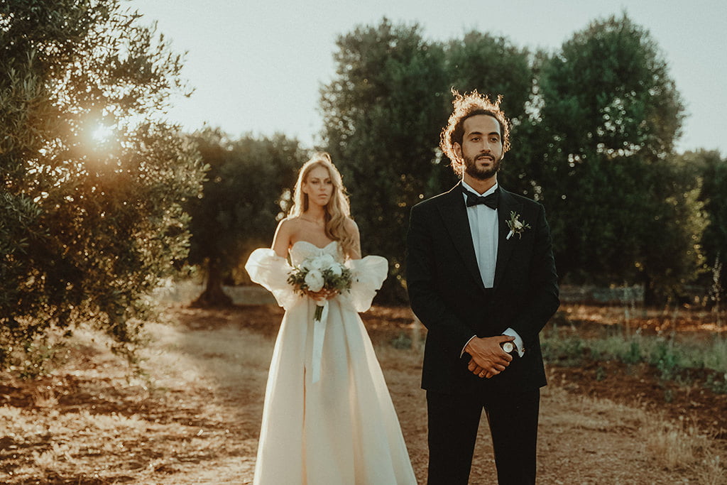 Destination Wedding in Tuscany, first look under the olive trees