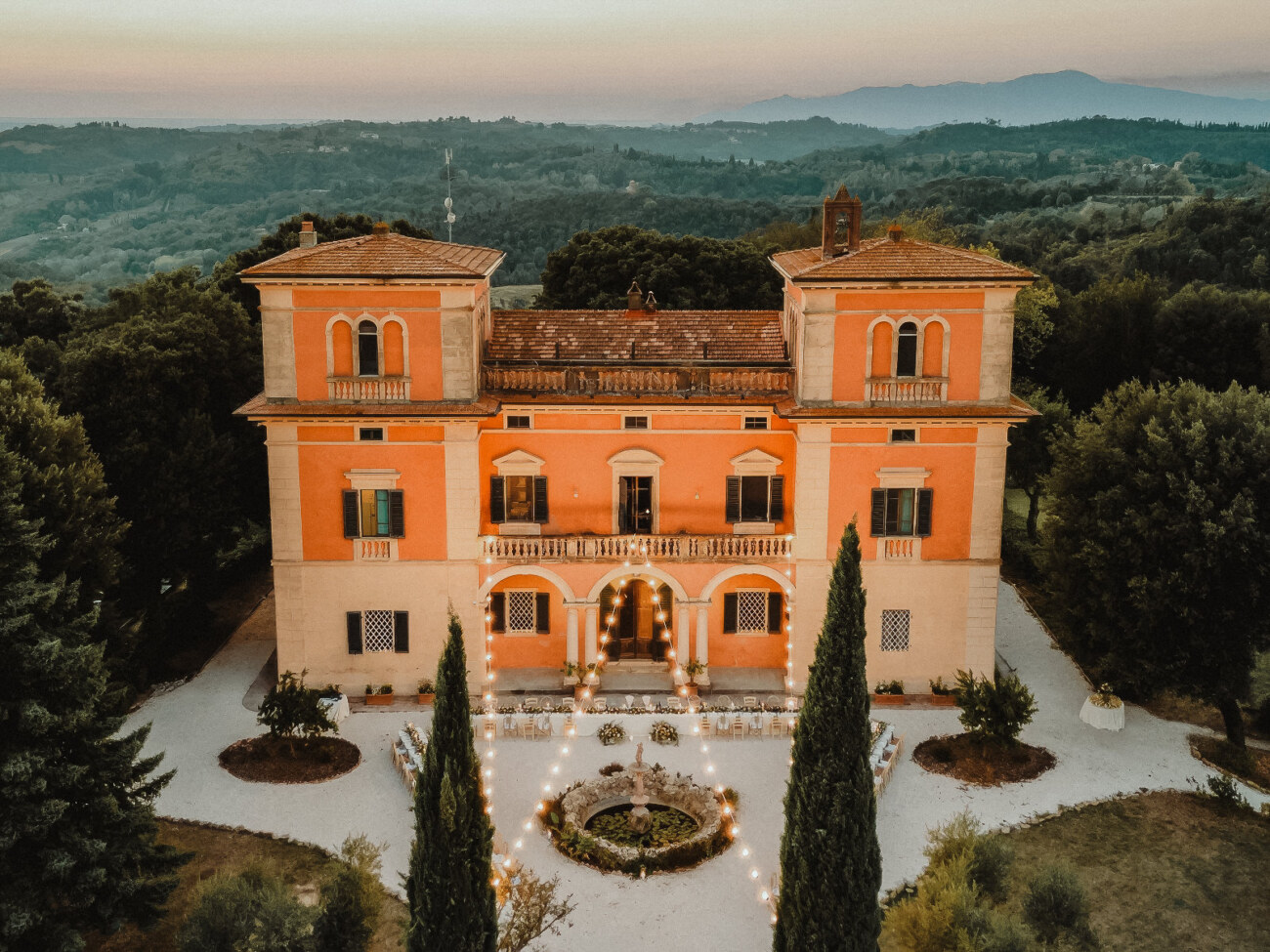 Villa Lena from above, one of the best wedding venues in Tuscany