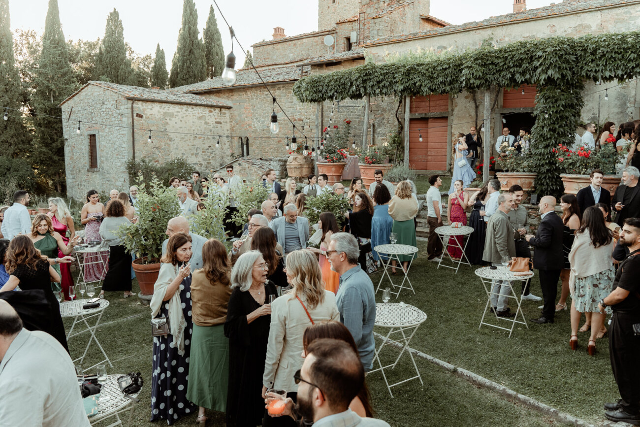 Welcome party at La Limonaia Garden of Castello di Gargonza